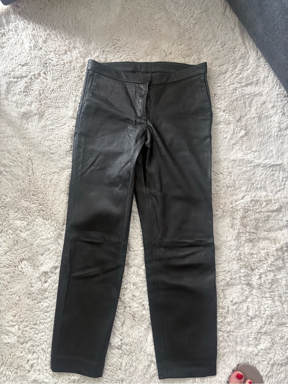 Massimo Dutti Black Leather Pants